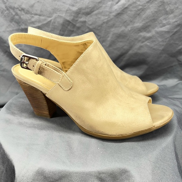 Naturalizer N5 Open Toe Tan Heels Size 9 - Picture 1 of 10